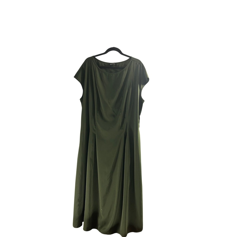 Quiet Luxury Olive Green Midi Dress Plus Size Curvy Minimalist Boho Capsule NWT